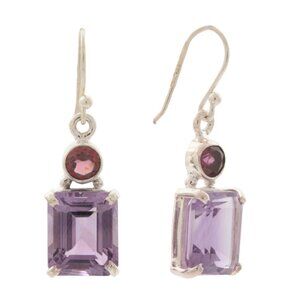 SHIVAM Silver/Multi Made In India Sterling Silver Amethyst Drop Earrings